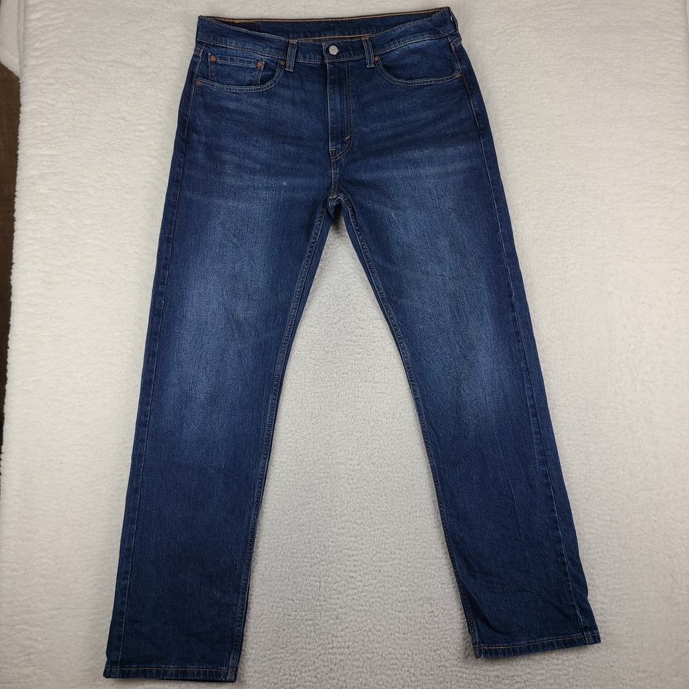 Levi's 505 Jeans Mens 36x34 Blue Regular Fit‎ Straight Leg Dark Wash Denim